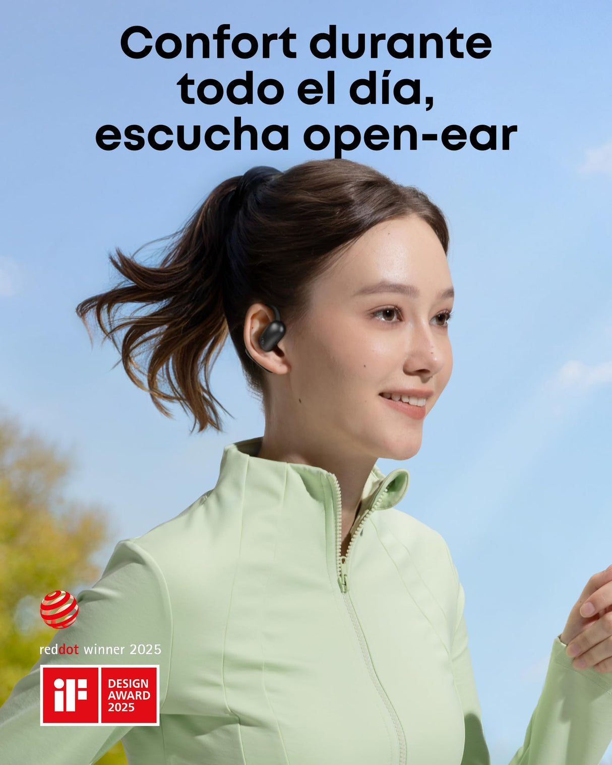 Soundcore AeroFit 2 de Anker, Auriculares Open-Ear, 4 Posiciones, Graves 2X más potentes, Alta resolución, 42 Horas de Uso, IP55, Llamadas claras, Carga inalámbrica, traducción en Tiempo Real