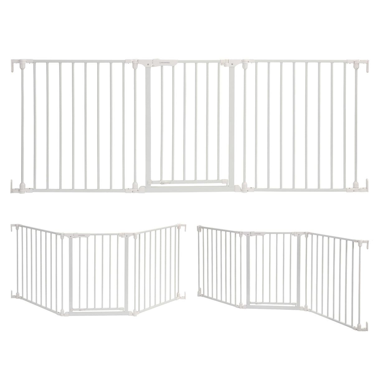 Dreambaby Discovery Flex Configure Adapta - Puerta de Seguridad Plegable para niños de 3 Paneles, se Adapta a Aberturas de 74,5 cm a 195 cm de Ancho y 74 cm de Alto, con función Smart Stay Open y