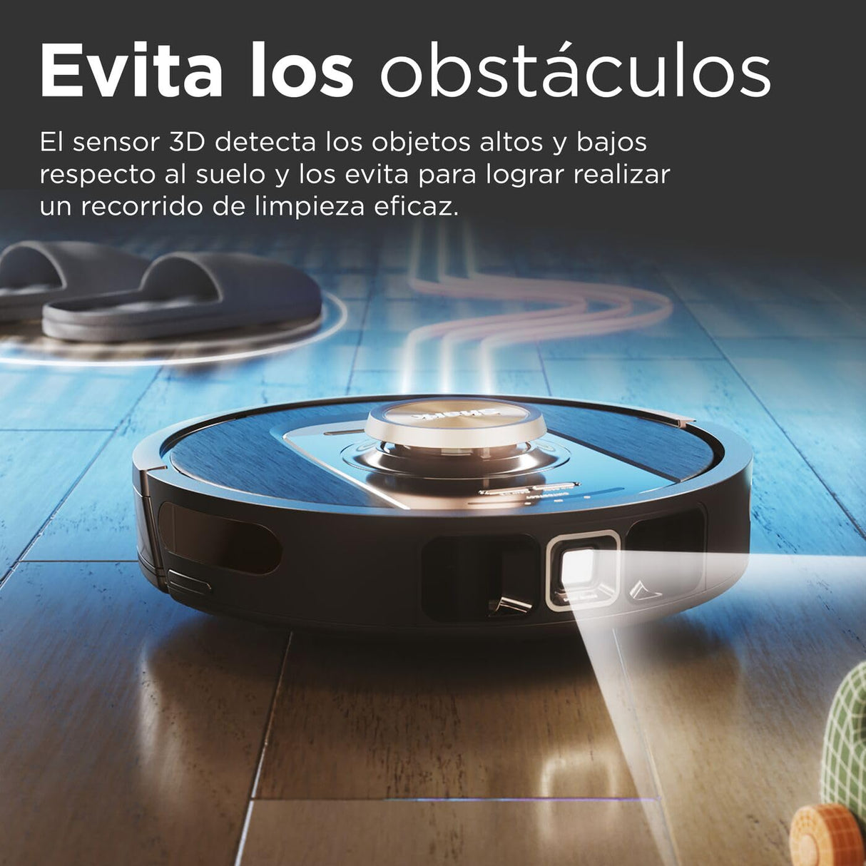 Shark PowerDetect Robot Aspirador, Vaciado automático, navegación 3D y LiDAR, Base antialérgenos, tecnología NeverStuck, para alfombras, Suelos y Pelo de Mascotas, WiFi/App, Negro, RV2820VEEU