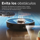 Shark PowerDetect Robot Aspirador, Vaciado automático, navegación 3D y LiDAR, Base antialérgenos, tecnología NeverStuck, para alfombras, Suelos y Pelo de Mascotas, WiFi/App, Negro, RV2820VEEU