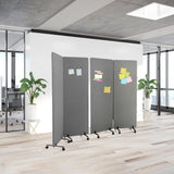 hjh OFFICE 891006 Tabique acústico FLEXMIUT 177 x 60 cm, Juego de 2, Separador de Espacios, con Ruedas y Deslizadores, Tejido Gris Oscuro