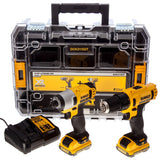 DEWALT DCK211D2T-QW - KIT Taladro Atornillador (DCD710) XR 12V + Atornillador Impacto (DCF815) XR 12V + Organizador TSTAK V, con 2 baterías Litio 2,0Ah y cargador