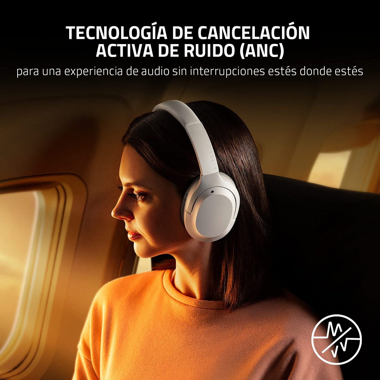 Razer Opus X - Auriculares inalámbricos de baja latencia con tecnología ANC (cancelación activa del ruido, controladores de 40 mm ajustados a la medida, batería de hasta 40 horas) Quartz