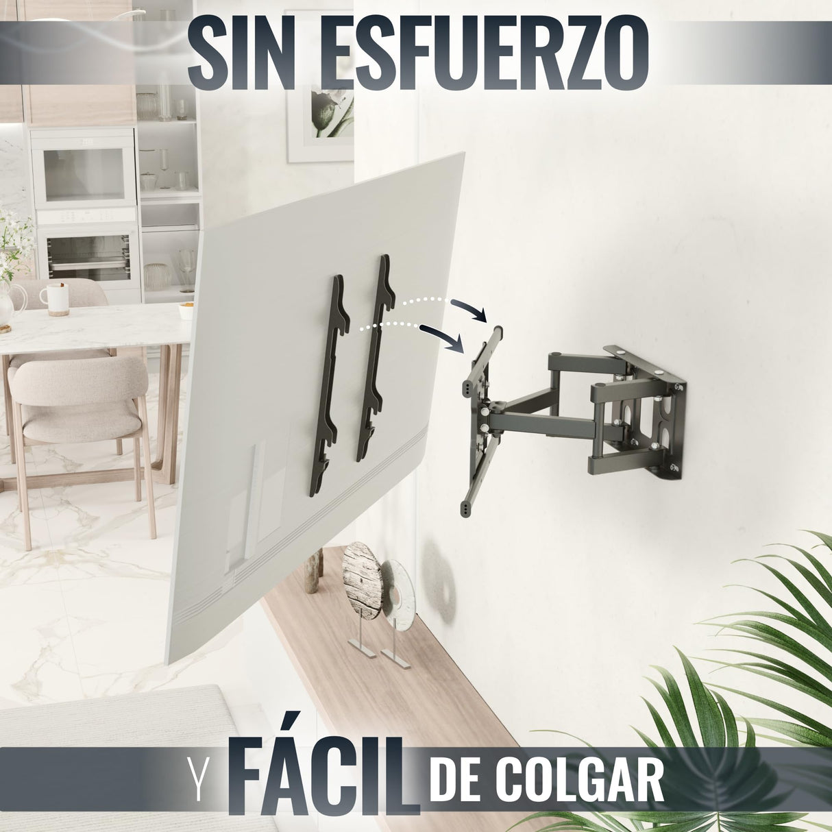 RICOO Soporte TV Pared 32-65" Pulgadas (81-165cm) S7244 Brazo articulado Giratorio Inclinable Colgador televisión Universal VESA 200x200-400x400 Negro