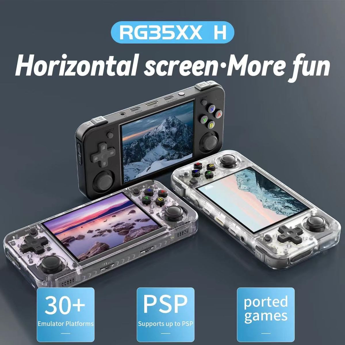 ANBERNIC RG35XX H Consola de Juegos portátil Retro, Tarjeta 64G, 5400+ Juegos