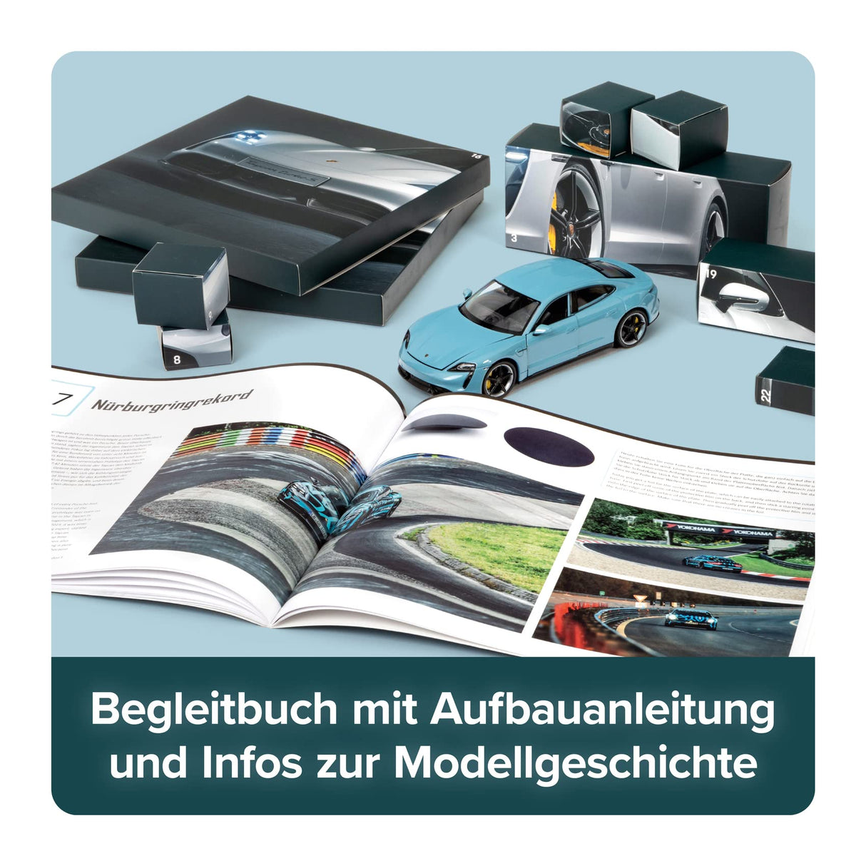 Franzis- Porsche Taycan Calendario de Adviento, Color Azul Frozen, Multicolor, Small (67203)