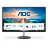 AOC Q32V4 Monitor 32 Pulgadas QHD, 75Hz, IPS, 4 ms GtG, Adaptive Sync., Altavoces (2560x1440, 1x HDMI 1.4, 1x DP 1.2), Negro