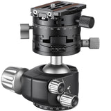 Leofoto - LH-40GR Cabeza de Bola con Abrazadera de Panning con Engranaje - Doble Cabeza Giratoria - Ideal para fotografiar Arquitectura, paisajes y panoramas - LH-40GR