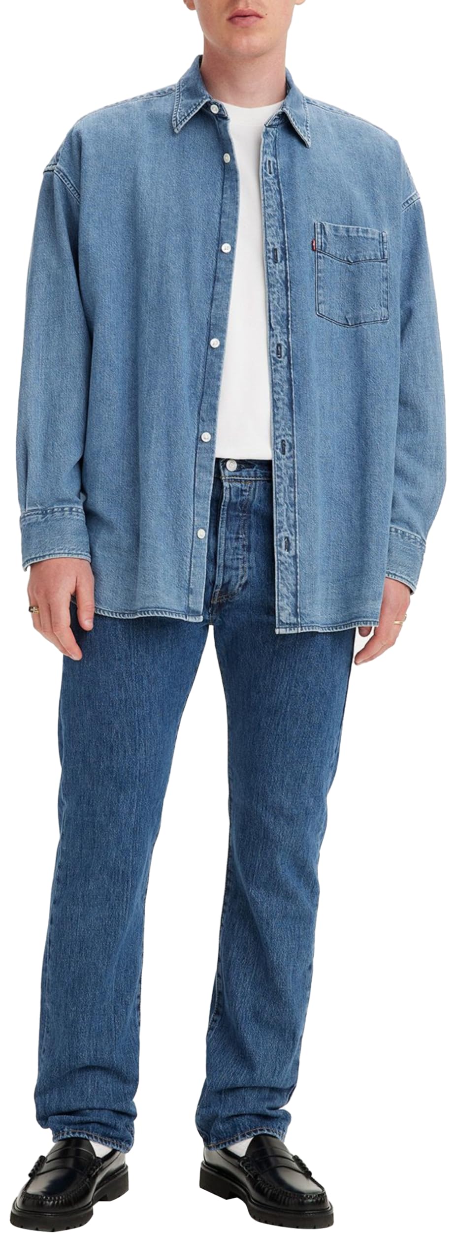 Levi's 501 Original Fit Big & Tall Vaqueros, Medium Indigo Worn, 46W / 32L para Hombre