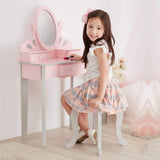 Fantasy Fields Teamson Kids 'Rapunzel' Tocador Rosa de Madera con Espejo y Taburete TD-12851A