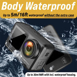 icefox Cámara Deportiva 5K WiFi 30FPS 20MP, Cámara Deportiva EIS Pantalla Táctil, 4X Zoom 170° Gran Angular, 30m Cámara Sumergible, Action CAM con Control Remoto, Micrófono Externo, Kit de Accesorios