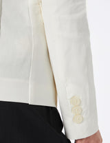 Pinko Ghera-Chaqueta de Lino elástico con botón Efecto nácar Blazer, Z07_Blanco Seda, 44 para Mujer