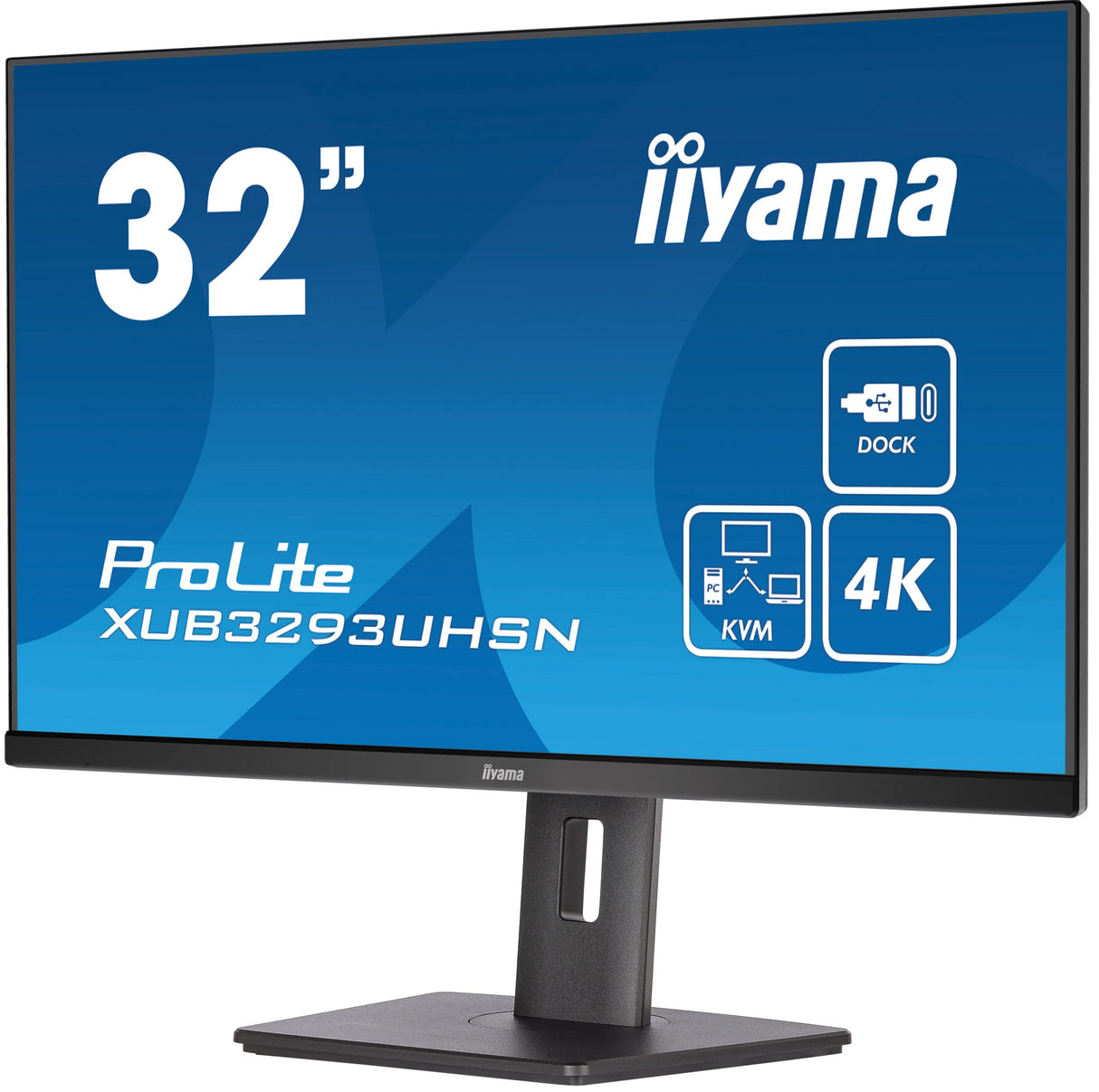 iiyama XUB3293UHSN-B5 32" Panel IPS, 3840x2160 UHD, 15cm Regulable en Altura, Pivotante, 350cd/m², 1000:1, 4ms, Altavoces, USB-C Dock (LAN, 65W PD), DisplayPort, HDMI, KVM, USB 3.0x2