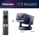 Hisense C2 Ultra Ed. Real Madrid - Mini Proyector Laser UHD 4K Smart TV, de 65" a 300", 3000 Lumen, Dolby Vision Atmos, Audio JBL + Subwofer, Zoom Digital, Autoenfoque, Contraste 2000:1