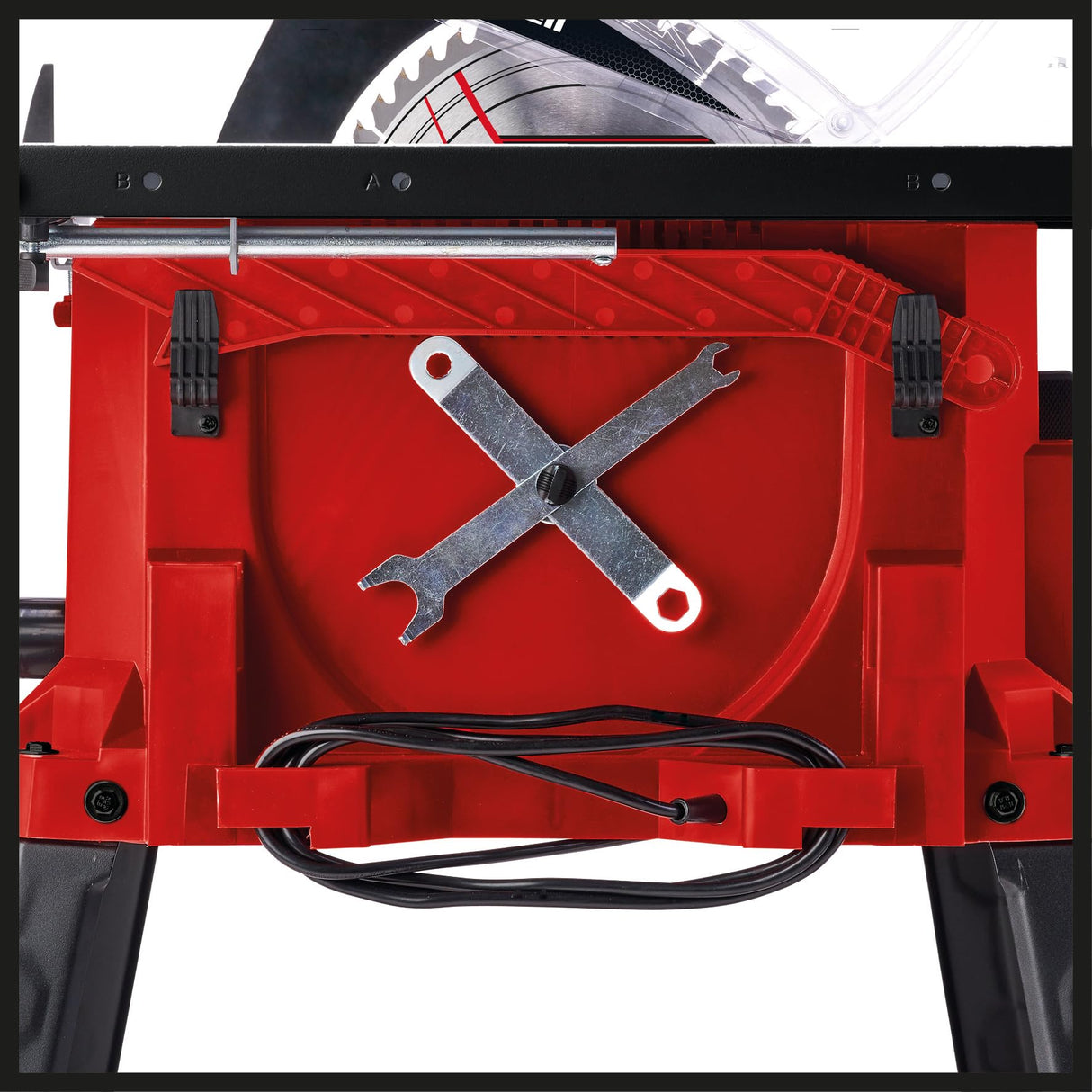 Einhell Sierra de mesa circular TC-TS 2225 U (máx. 2200W, arranque suave, Ø254 x Ø30 mm hoja, tope paralelo/angular, ajuste de altura hasta 80mm) Negro Y Rojo
