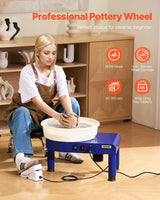 VEVOR Torno de Cerámica de 35 cm, Máquina Formadora de Ruedas de Cerámica con Pedal Ajustable de 60 a 300 RPM, Pata de Elevación Ajustable, Cuenco Desmontable para Manualidades, Bricolaje, Azul