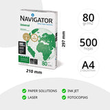 Pack Paquete de 500 Folios Navigator Universal A4 80gr + Fundas Multitaladro Plástico para Folios, Paquete de Folios Din A4 - Ofituria (2500 hojas + 100 fundas)