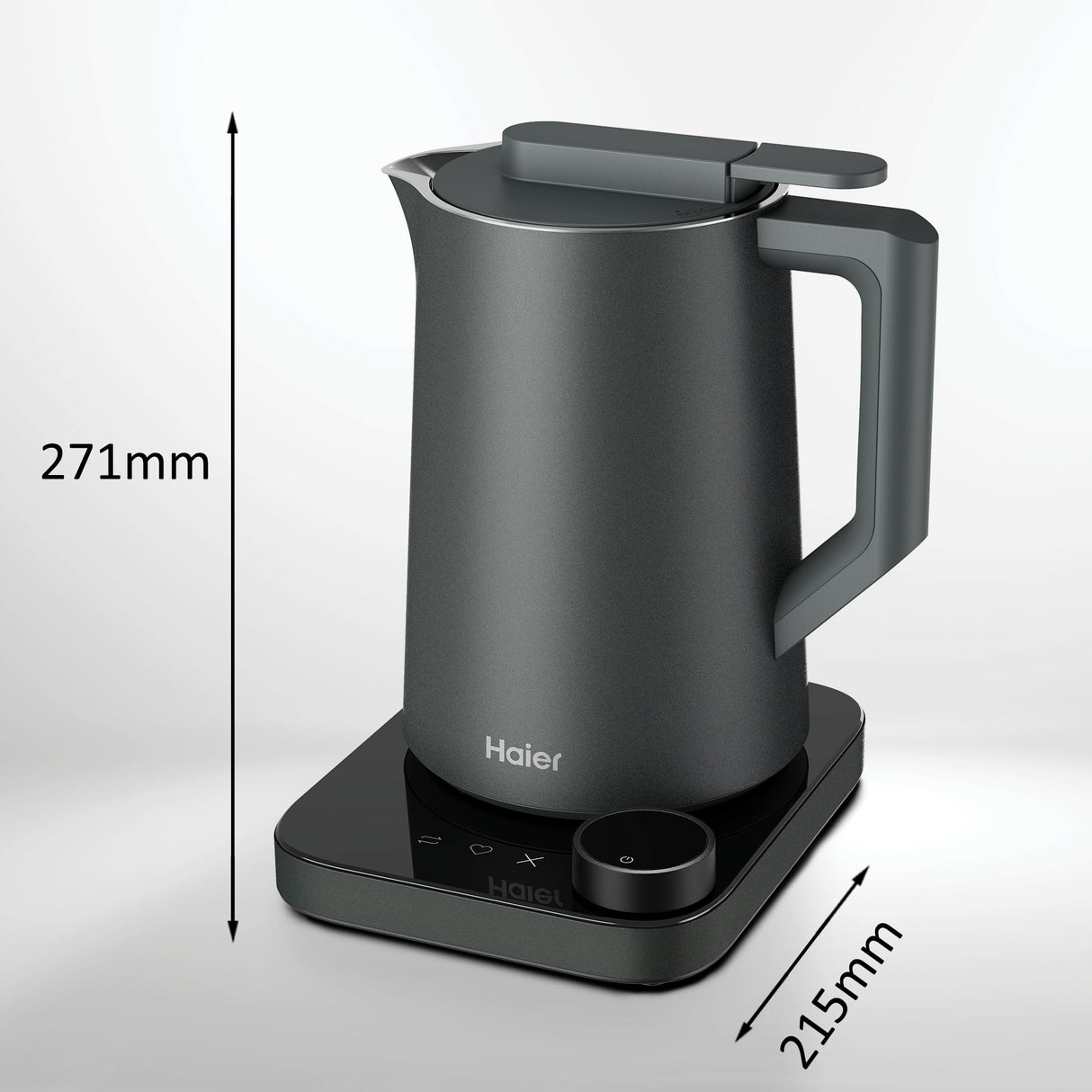 Haier Hervidor Inteligente Series 7 con Control de Temperatura por grado, Pantalla LCD, 6 programas automáticos, Mantener Caliente, Acero inoxidable, Ahorro de energía, 1,3 L, 2000 W, Gris