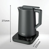 Haier Hervidor Inteligente Series 7 con Control de Temperatura por grado, Pantalla LCD, 6 programas automáticos, Mantener Caliente, Acero inoxidable, Ahorro de energía, 1,3 L, 2000 W, Gris