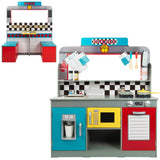WOOMAX Cocina de Juguete con luz y Sonido, Cocinita de Madera Infantil, Bar Retro, Medidas 90,2x58,4x104,1cm, Juguete para niños y niñas (85287)
