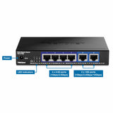 TRENDnet, TEG-S762, Conmutador de 6 Puertos 10G, 4 Puertos 2.5G RJ-45 Base-T, 2 Puertos 10G RJ-45, Capacidad de conmutación de 60 Gbps, Montaje en Pared, Conexiones de Red de 10 Gigabit, Negro