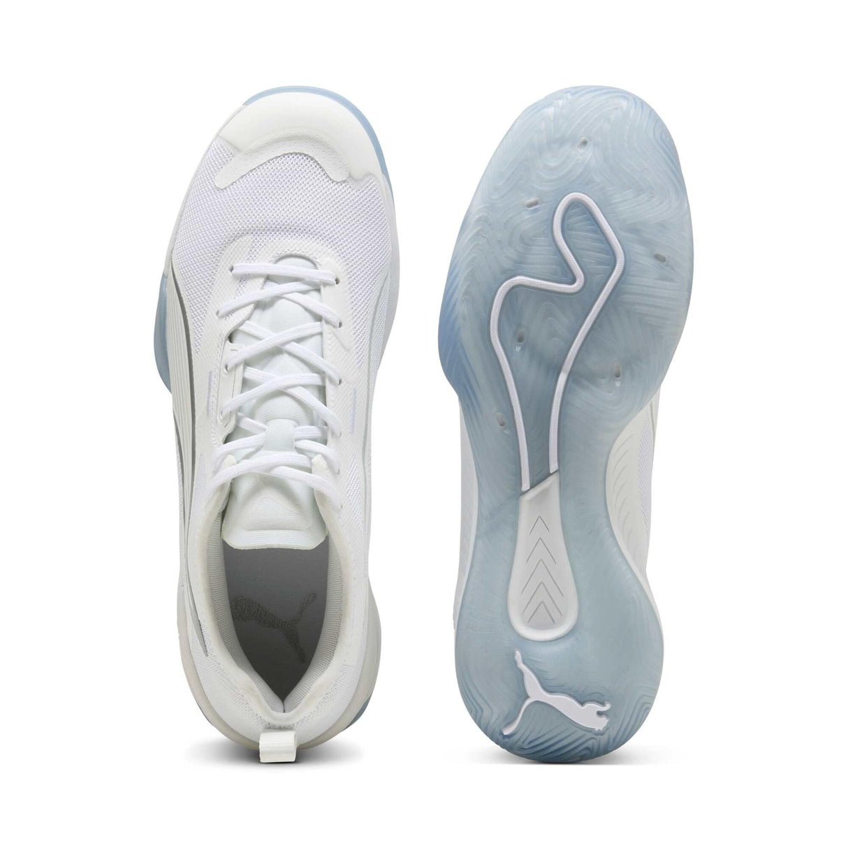 PUMA Eliminate Nitro 4, Zapato de Tribunal Interior Unisex Adulto, Blanco Plata, 45 EU