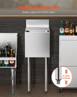 VEVOR Contenedor de Hielo de 28 L para Debajo del Mostrador de 305 x 483 x 937 mm, de Acero Inoxidable con Tapa Deslizante y Patas de Bola Ajustables, Carrito Refrigerado para Bar, Restaurante