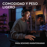 Logitech G G522 LIGHTSPEED auriculares con micrófono inalámbricos para gaming, LIGHTSYNC RGB, micrófono y audio avanzado, conexión triple - LIGHTSPEED, Bluetooth, USB-A a USB-C para PC - Negro