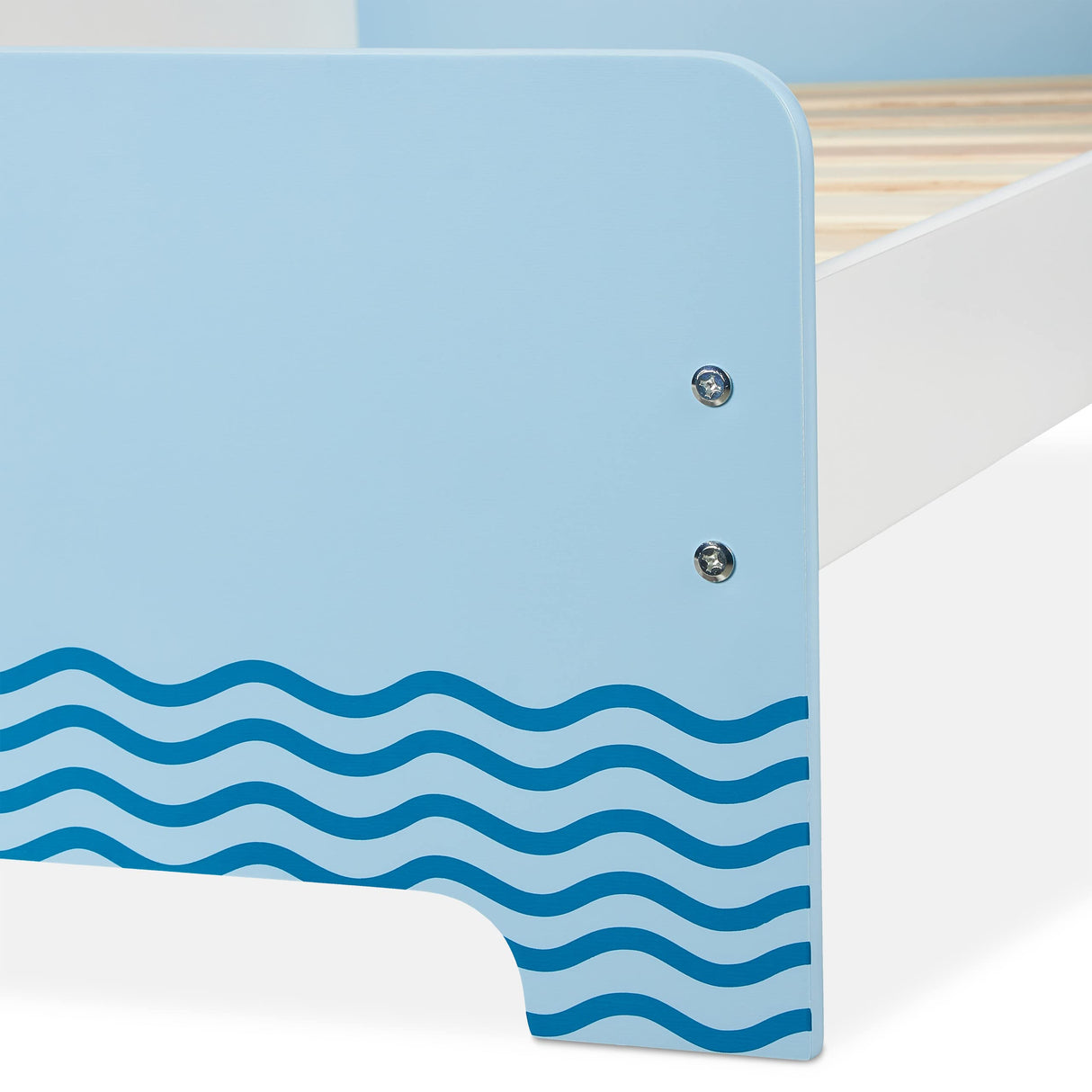 Relaxdays Cama Infantil con Diseño de Marinero, Bordes Anticaída, Somier Láminas, 60 x 77 x 143 cm, MDF, Blanco/Azul