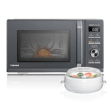Toshiba Horno microondas 26L aire caliente combinado, 6 en 1 900 W con cocina de vapor en gris Morandi, 6 programas 10 niveles de potencia, 10 menús automáticos, MW3-AC26PFI(MG)