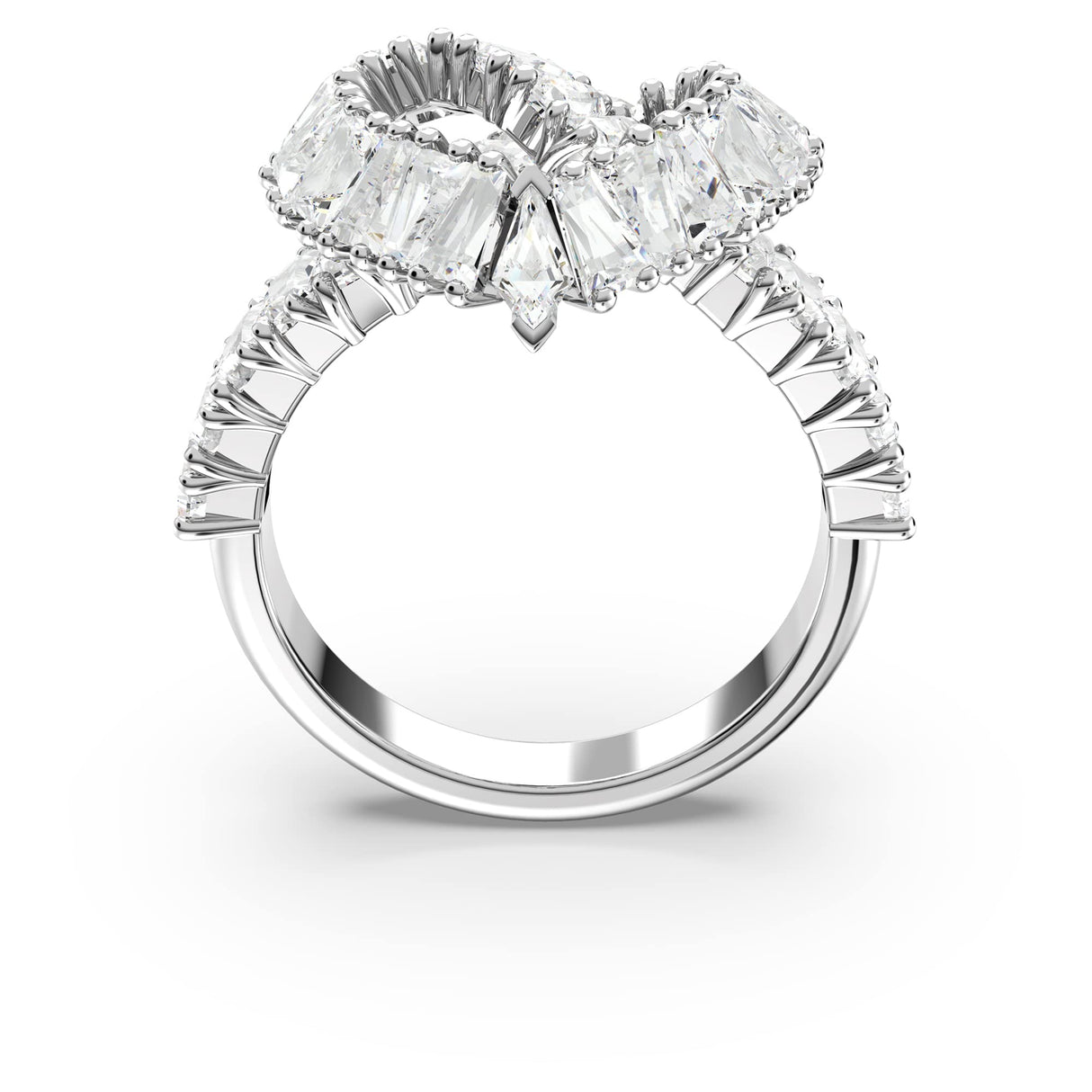 Swarovski Matrix Motif Anillo engarzado en forma de corazón con cristales transparentes en montura rodiada, Talla 55, de la Colección Matrix de Swarovski