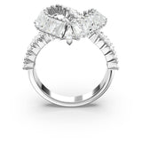 Swarovski Matrix Motif Anillo engarzado en forma de corazón con cristales transparentes en montura rodiada, Talla 55, de la Colección Matrix de Swarovski