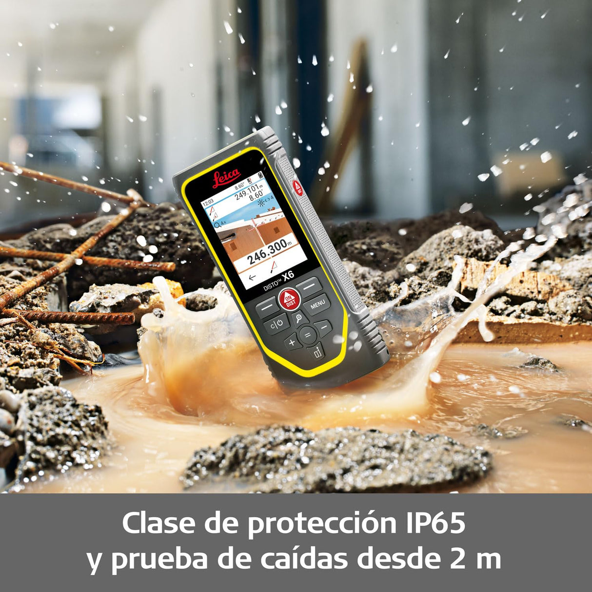 Leica DISTO X6: Resistente medidor láser de Distancia (IP65) con Bluetooth y cámara de Puntero láser para mediciones de Distancia bajo Las Condiciones más Adversas (Interiores y Exteriores)