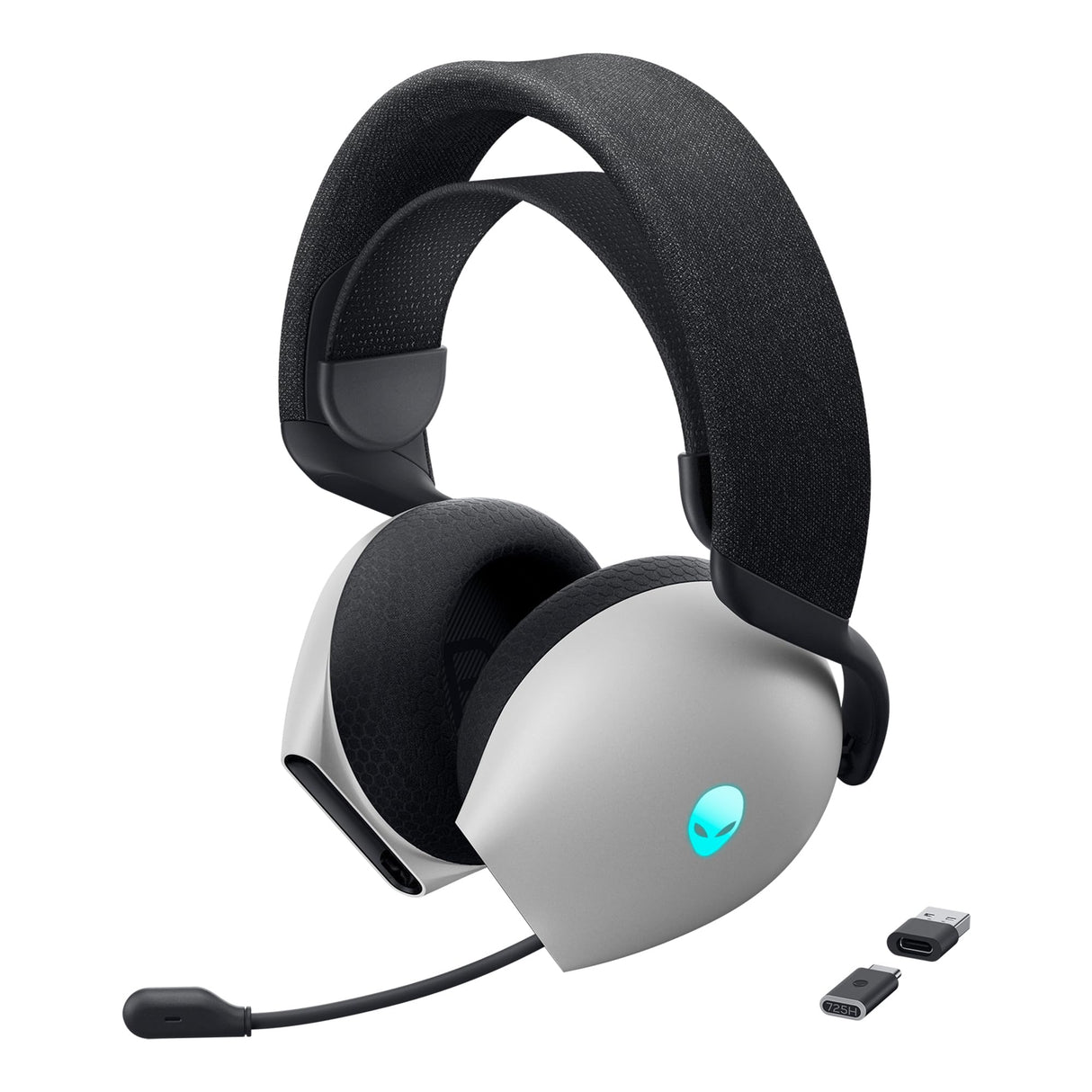 Alienware Auriculares Gaming Inalámbricos Tri-Mode - Dolby Atmos, Doble Micrófono IA, 30H de Batería, Controles Táctiles, Triple Conectividad, AlienFX RGB- Lunar Light