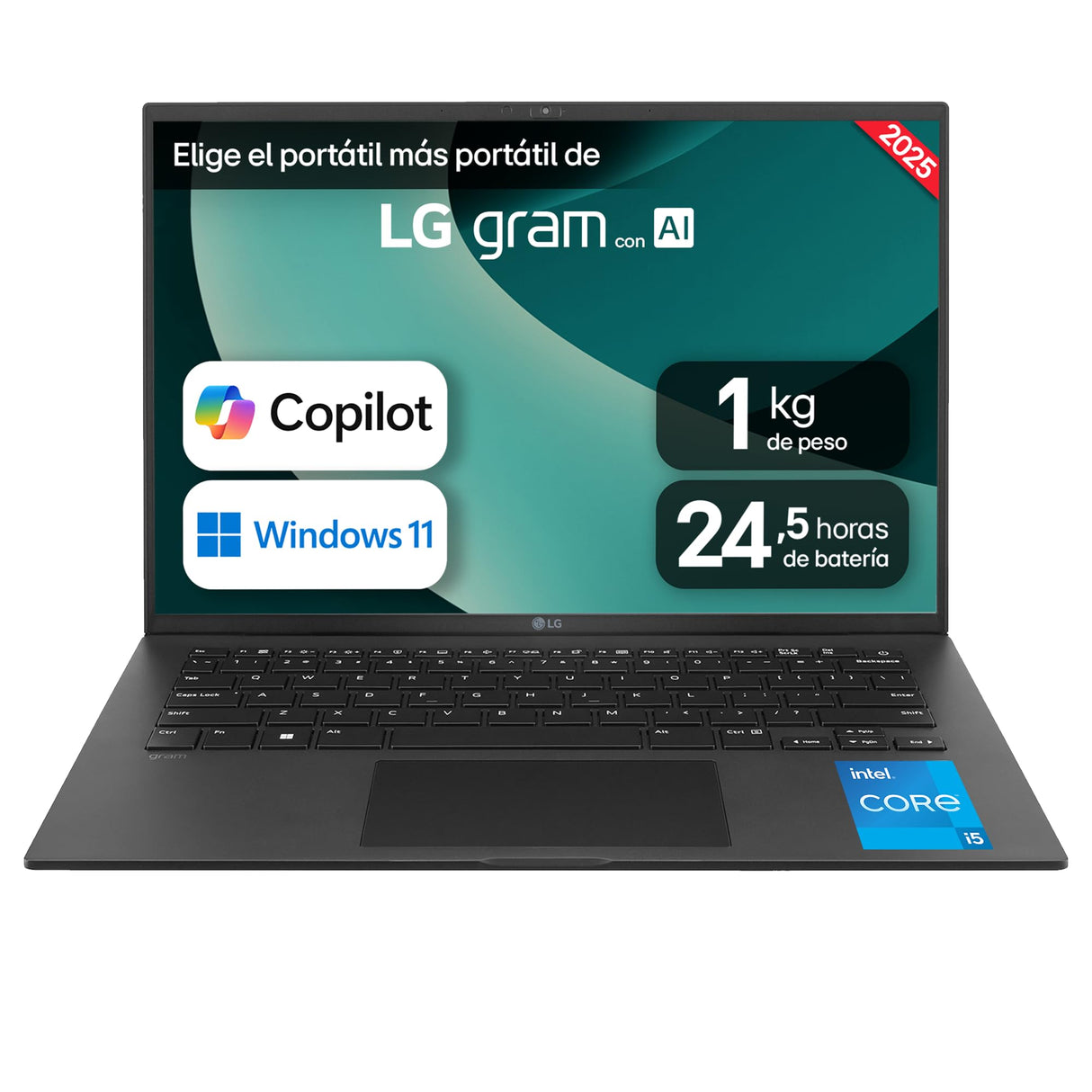LG gram 14Z90RU-G.AA55B Portátil Ultraligero 14 Pulgadas, IPS WUXGA, Intel Core i5-1334U 10 núcleos, 16GB RAM, 512GB SSD, 999 g, Batería hasta 24.5h, Intel Graphics, Windows 11 Home, Negro