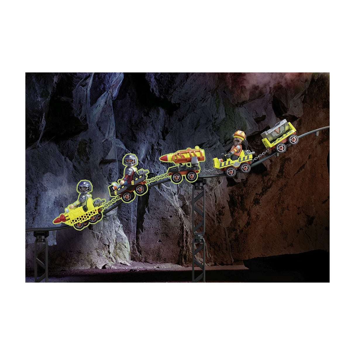 PLAYMOBIL Dino Rise 70925 Dino Mine, Tren minero con vehículos y trampas, Juguetes para niños a Partir de 5 años