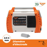 RURIS - Máquina de soldadura Ruris AS200MMA + máscara + martillo/cepillo + 2,5 kg electrodos rutilicos 3,2 mm + imán + guantes + máscara de soldadura soldador con células solares + delantal
