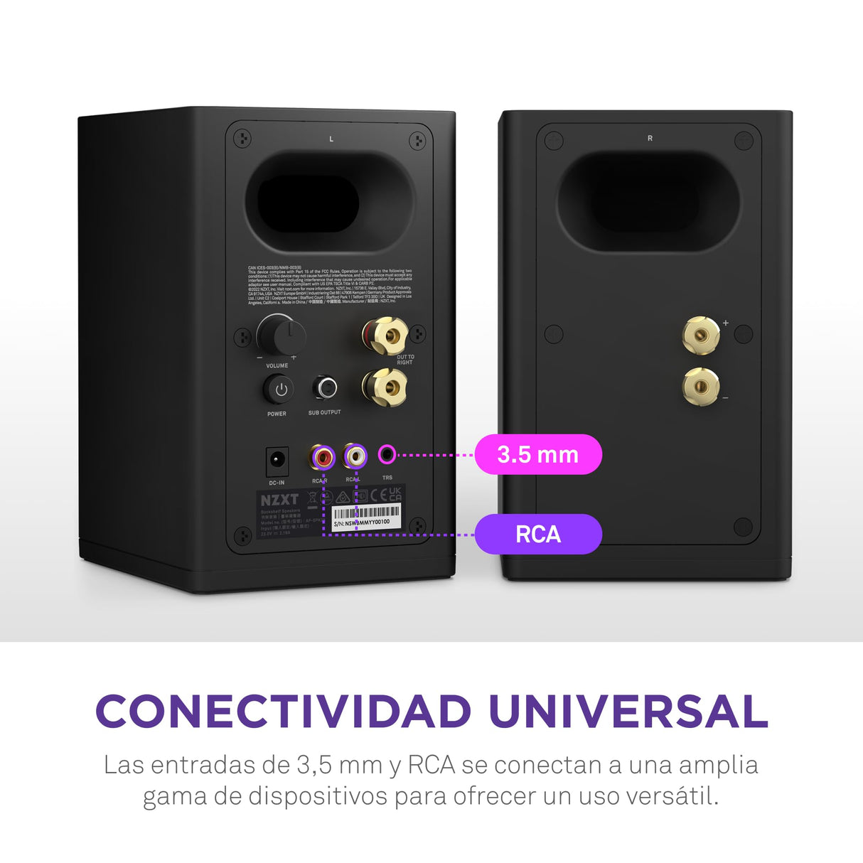 NZXT Relay Altavoces de sobremesa para PC Gaming - AP-SPKB2-EU - Sonido de Rango Completo - 80 vatios - Alto Rango dinámico - Tweeters de cúpula de Seda - Woofers de Fibra de Vidrio - Negro