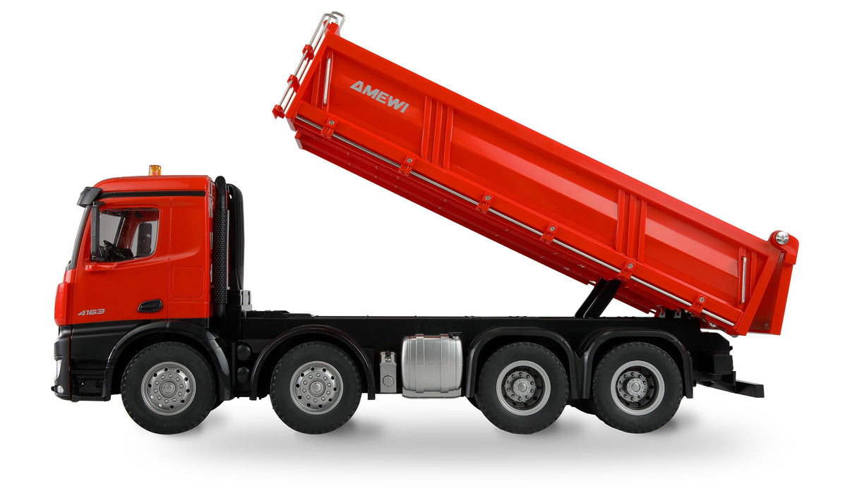 Amewi Mercedes-Benz Arocs - Camión volquete 8x4/4 4WD 1:18 RTR Rojo, Modelo de camión teledirigido