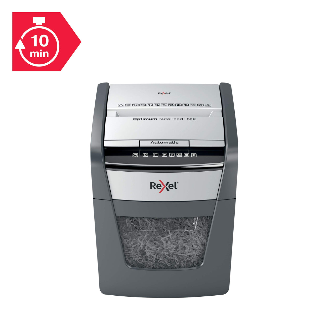 Rexel 2020050XEU - Destructora de Papel Personal/Home Office Optimum AutoFeed 50X, Corte en Partículas, Destruye 50 Hojas, Papelera de 20L, Pensada para Uso Doméstico, Destrucción de Alta Seguridad P4