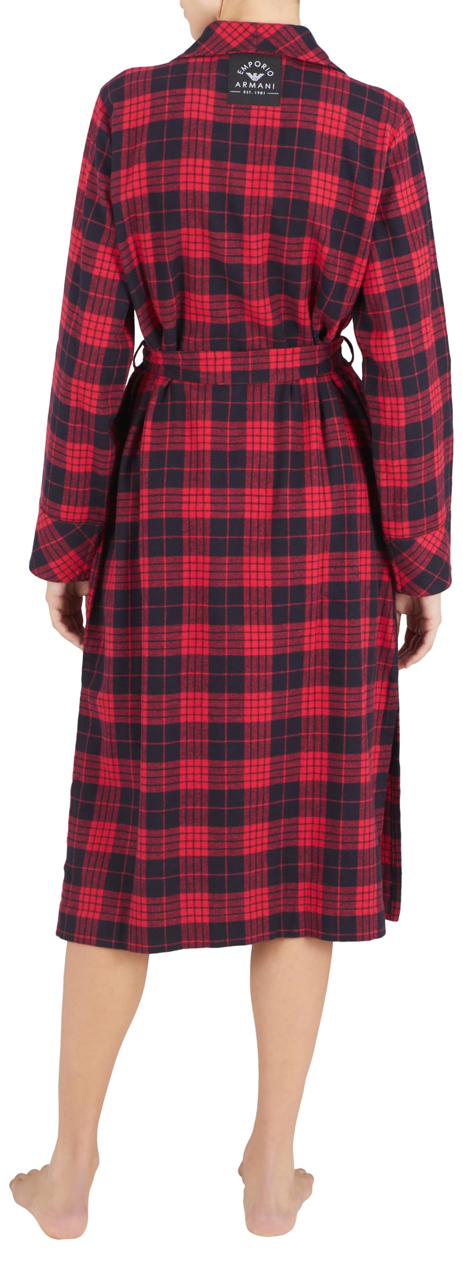 Emporio Armani Tartan Christmas Viscose Nightgown Bata de baño, SCOZZESE Rosso/Nero, L De Las Mujeres