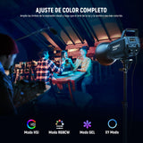NEEWER 300W RGB Luz Video LED App/2.4G Control 17 Efecto 2500-7500K 36000lux/1m COB Iluminación Salida Continua CRI95+/TLCI97+ 4 Curvas de Atenuación Foco Bowens Mount para Estudio Fotográfico,FS300C