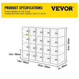 VEVOR Casillero de Almacenamiento para teléfono móvil, Cabina telefónica de acrílico con Cerradura, 20 Ranuras, 53x18x42,5 cm, gabinete de Almacenamiento para teléfono con Llaves, Sala de reuniones
