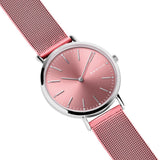 BERING 14134-999-GWP Reloj de Cuarzo para Mujer con Caja de Acero Inoxidable Plateado de 34 mm y Esfera Rosa, Correa milanesa, Cristal de Zafiro y Resistencia al Agua de 3 ATM