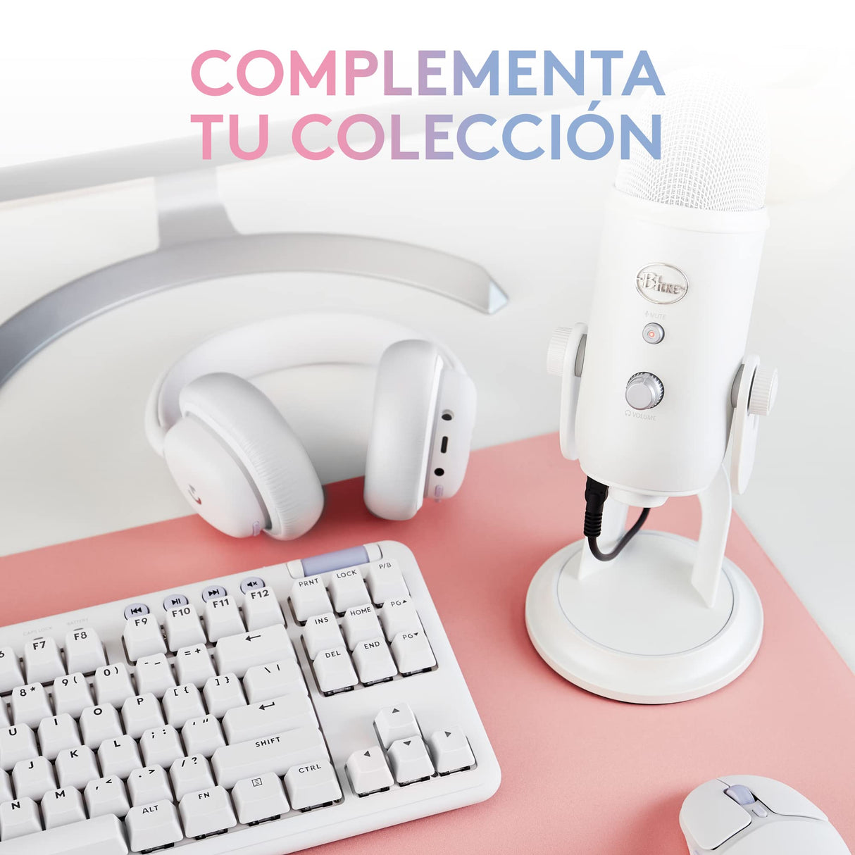 Logitech G Blue Yeti Micrófono USB para Streaming de Gaming, Software Blue VO!CE, PC, Podcast, Estudio, Mic para Ordenador, Temas únicos de Streamlabs, Acabado de Edición Especial - Blanco