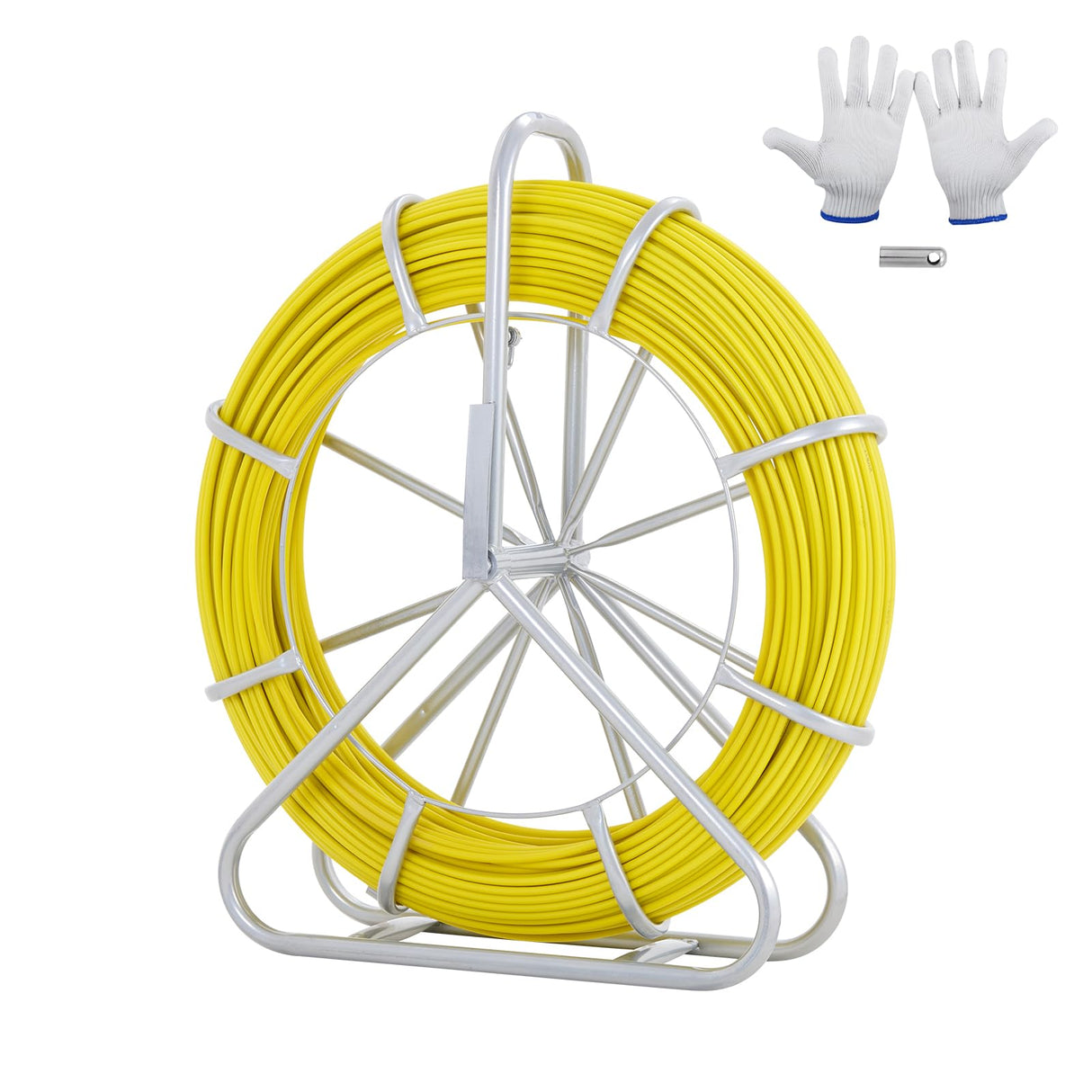 VEVOR Rodder - Cable de fibra de vidrio (130 m, 4,5 T, 6 mm, radio de curvatura, fibra de vidrio, con jaula y soporte, 150 g/m)