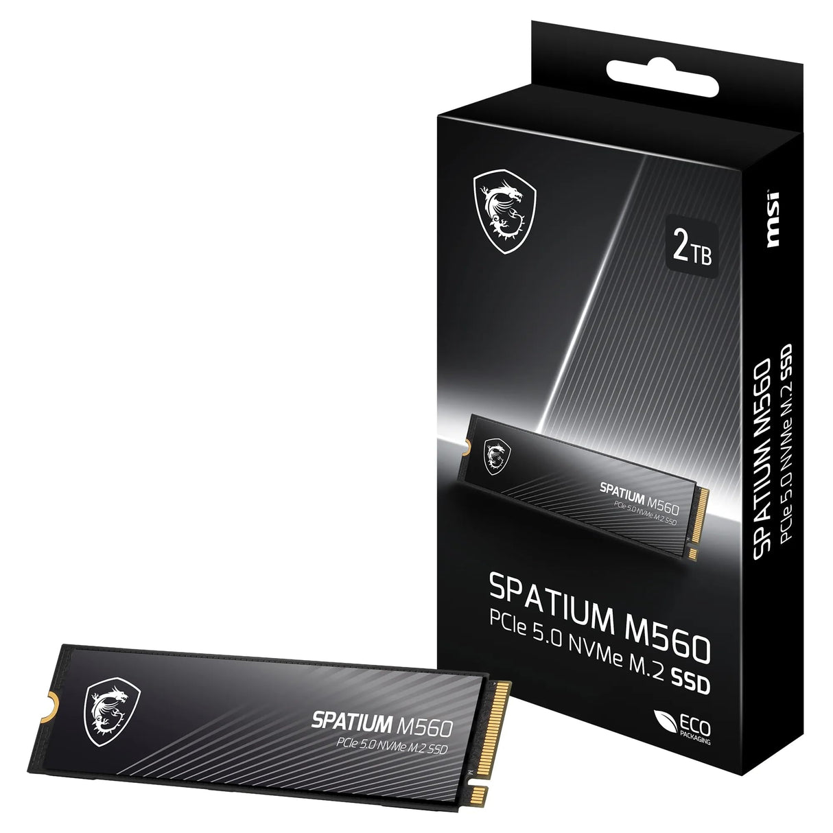 MSI Spatium M560 SSD 2TB PCIe 5.0 NVMe M.2 Unidad de Estado sólido Interna, 10.300MB/s de Lectura y 8.700MB/s de Escritura, 3D NAND, Seguridad de Datos integrada, Center