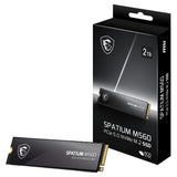 MSI Spatium M560 SSD 2TB PCIe 5.0 NVMe M.2 Unidad de Estado sólido Interna, 10.300MB/s de Lectura y 8.700MB/s de Escritura, 3D NAND, Seguridad de Datos integrada, Center