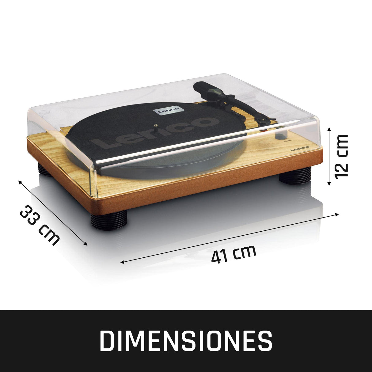 Lenco LS-50 Giradiscos de vinilo con caja de madera y altavoz, USB, conversión de vinilo a digital, cubierta protectora, transmisión por correa, 2 x Stylus (aguja)