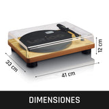 Lenco LS-50 Giradiscos de vinilo con caja de madera y altavoz, USB, conversión de vinilo a digital, cubierta protectora, transmisión por correa, 2 x Stylus (aguja)